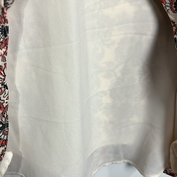 Gibson & Larimer Womens Top/Tunic L Orange/Cream Cold Shoulder Ruffles Unique - Picture 5 of 14